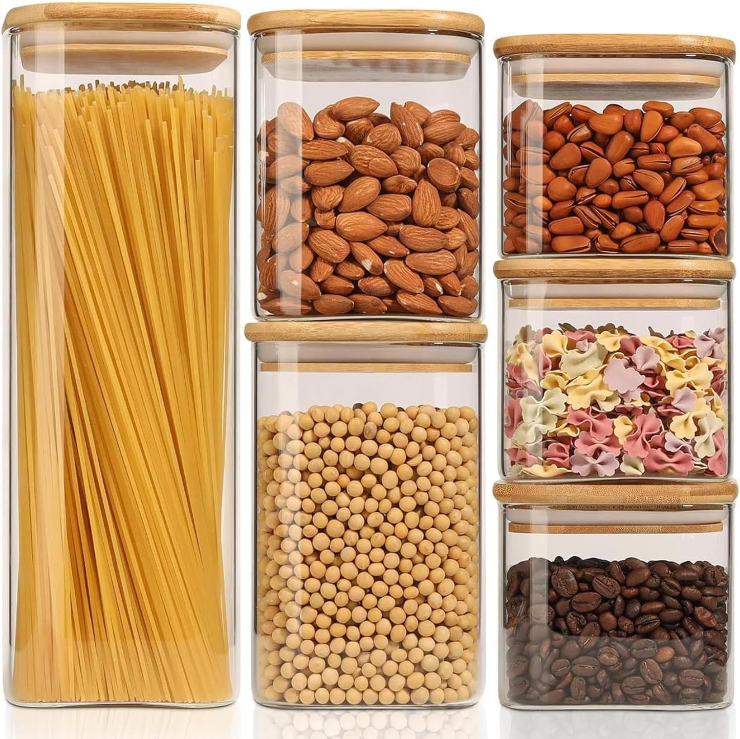 ComSaf Glass Storage Containers Set of 6 (2.2Qt/1.2Qt/0.8Qt/0.6Qt*3)