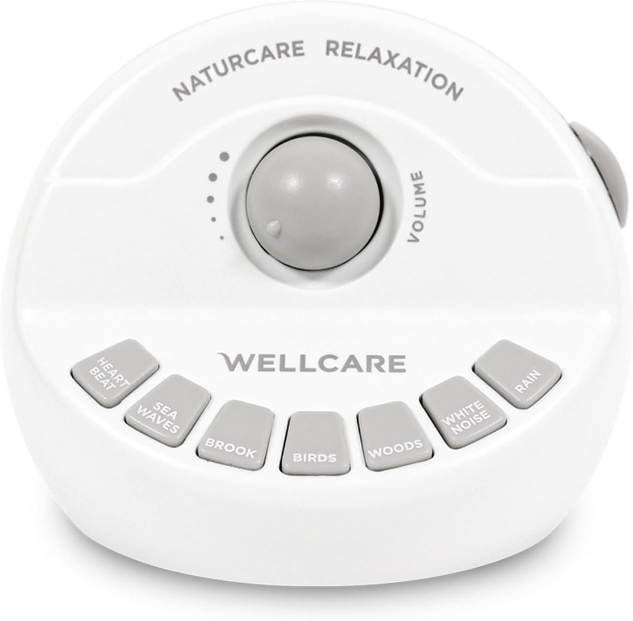 WELLCARE – Naturcare Sound Relaxation: 7 Nature Sound Machine with White Noise, Sleep Aid for Babies and Adults, Stepless Volume, Timer, Adapter Powered (Included) or Battery Operated (Not Included)