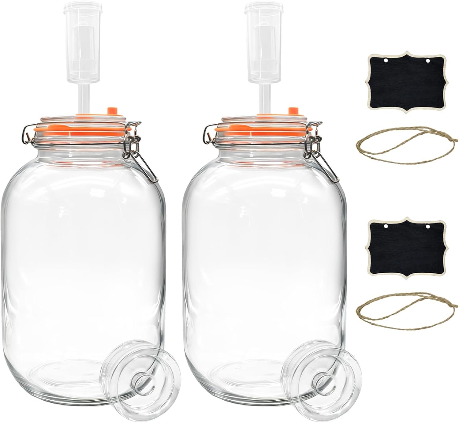 2 Pack Fermentation Jars 1 Gallon with Weights & Airlocks