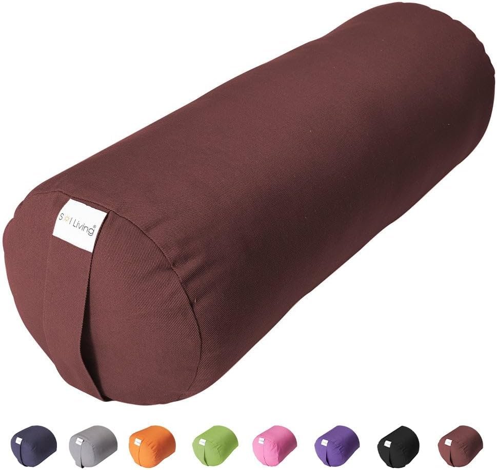 Sol Living Cylindrical Yoga Bolster Meditation Pillow, Extra Firm Cotton