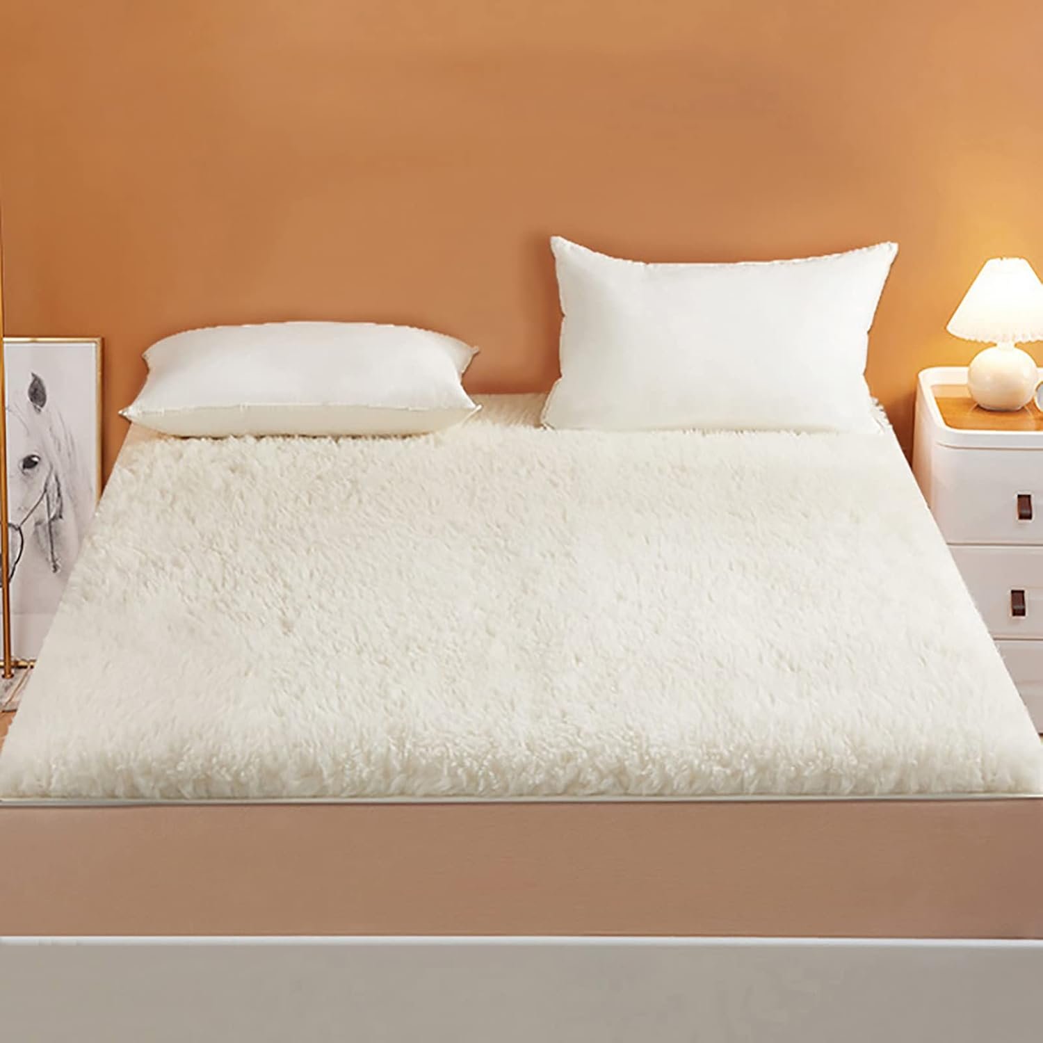Wool Mattress Topper – 100% Australian Wool, Ultra Soft & Breathable, All Season Comfort, Foldable Mattress Pad for Restful Sleep