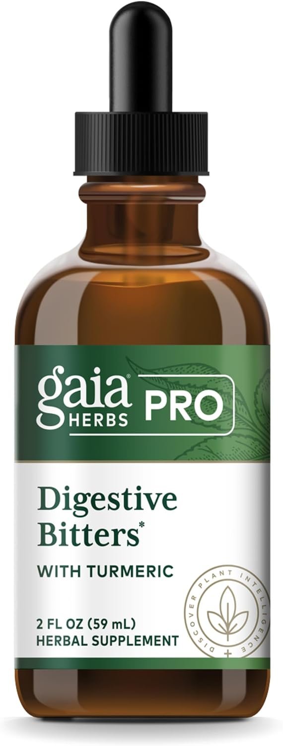 GAIA HERBS PRO Digestive Bitters with Turmeric – with Herbs Traditionally Used to Support Healthy Digestion* – Herbal Formula – Great for Travel – 2 Fl Oz (30 Servings)
