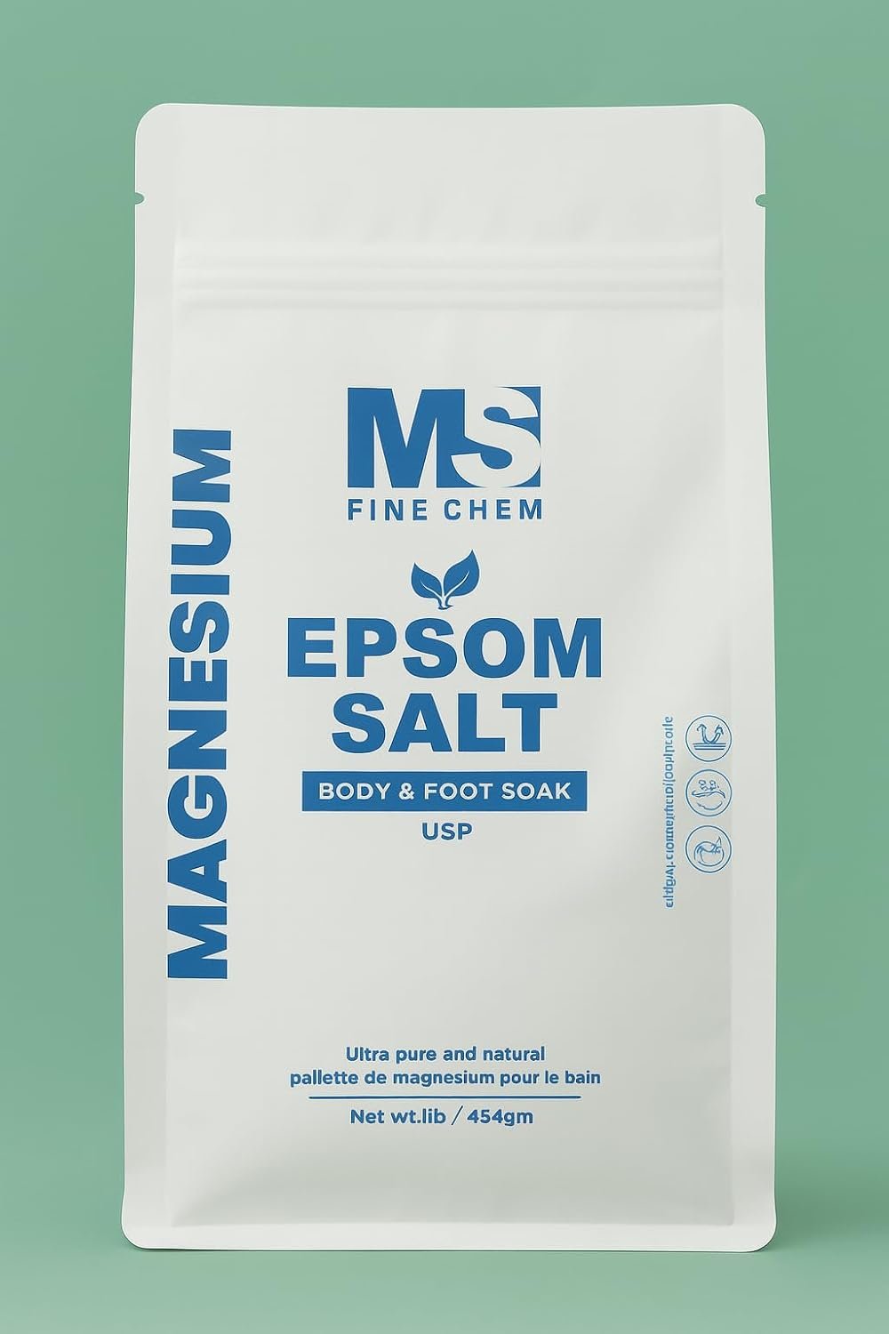 Magnesium Sulfate (Epsom Salt) USP Grade – 100% Pure, Natural & Organic, Multipurpose Bath Soak, Muscle Relaxation & Skin Care Support, 1 LB