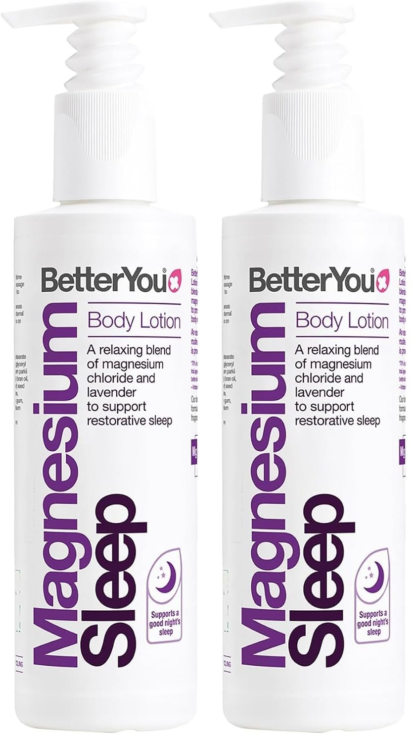 BetterYou Magnesium Sleep Body Lotion – Relaxing Body Lotion – Magnesium Body Cream with Lavender and Chamomile Blend – Sore Muscle Relief – 6.08 oz (Pack of 2)