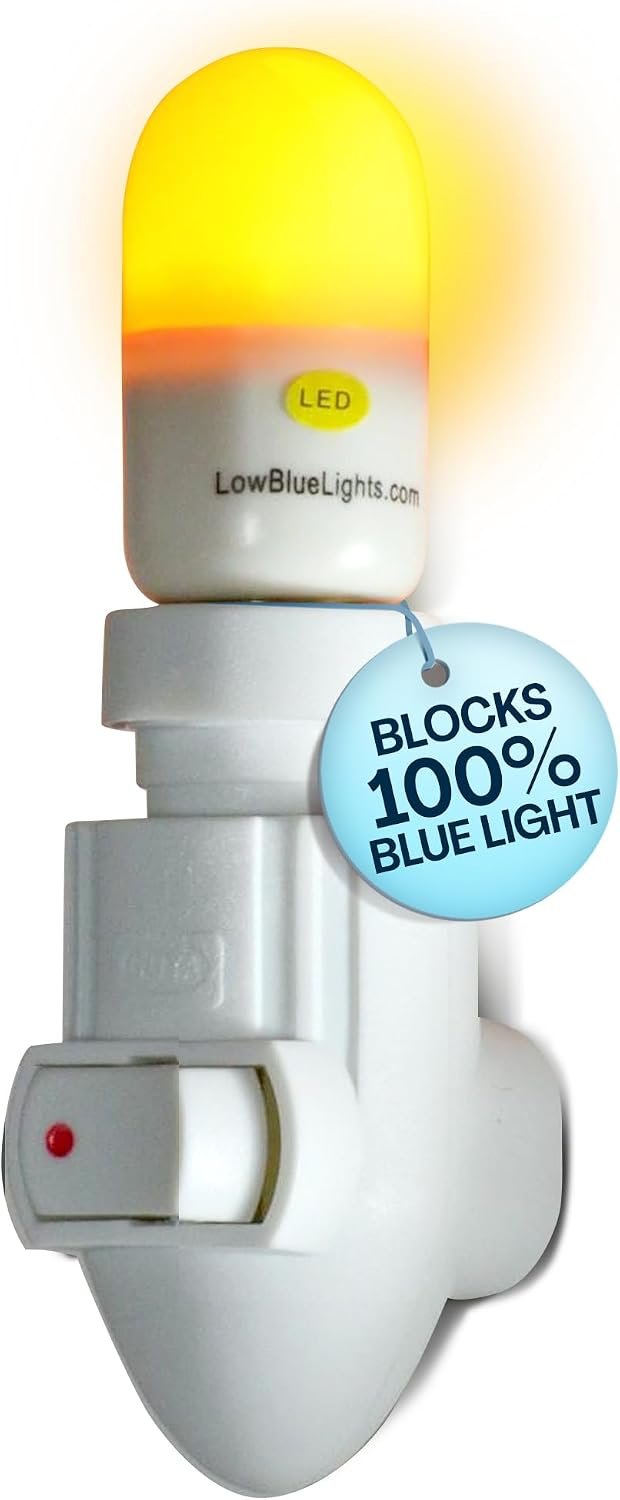LowBlueLights Amber Night Light Plug in, 120V E12 Blue Light Free Bulb
