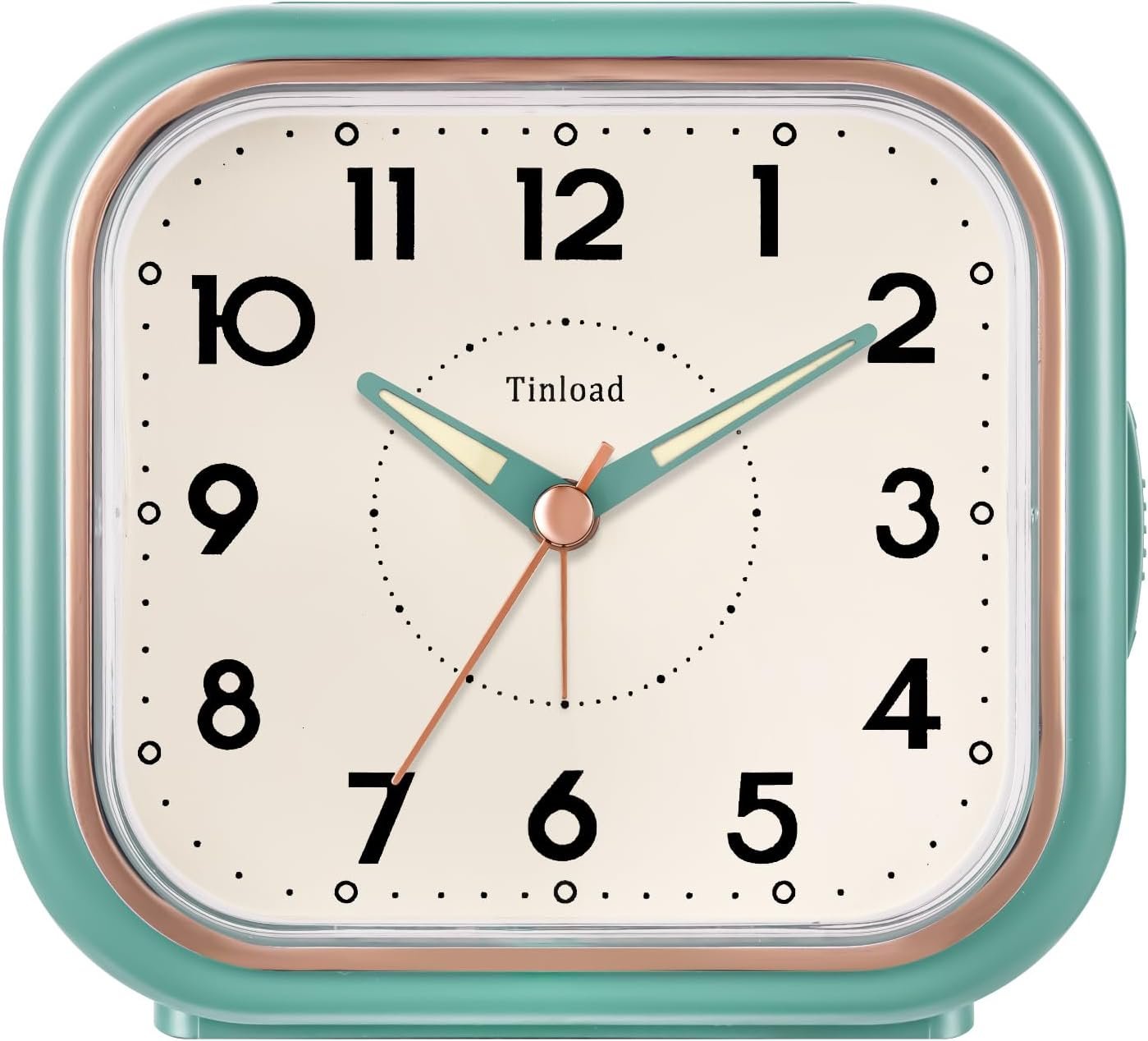 Tinload 4.3″ Vintage Retro Analog Alarm Clock, Super Silent Non Ticking Clock with Manual Light, Snooze, Battery Operated, Simply Design, for Living Room, Bedroom, Bedside, Desk(Green)