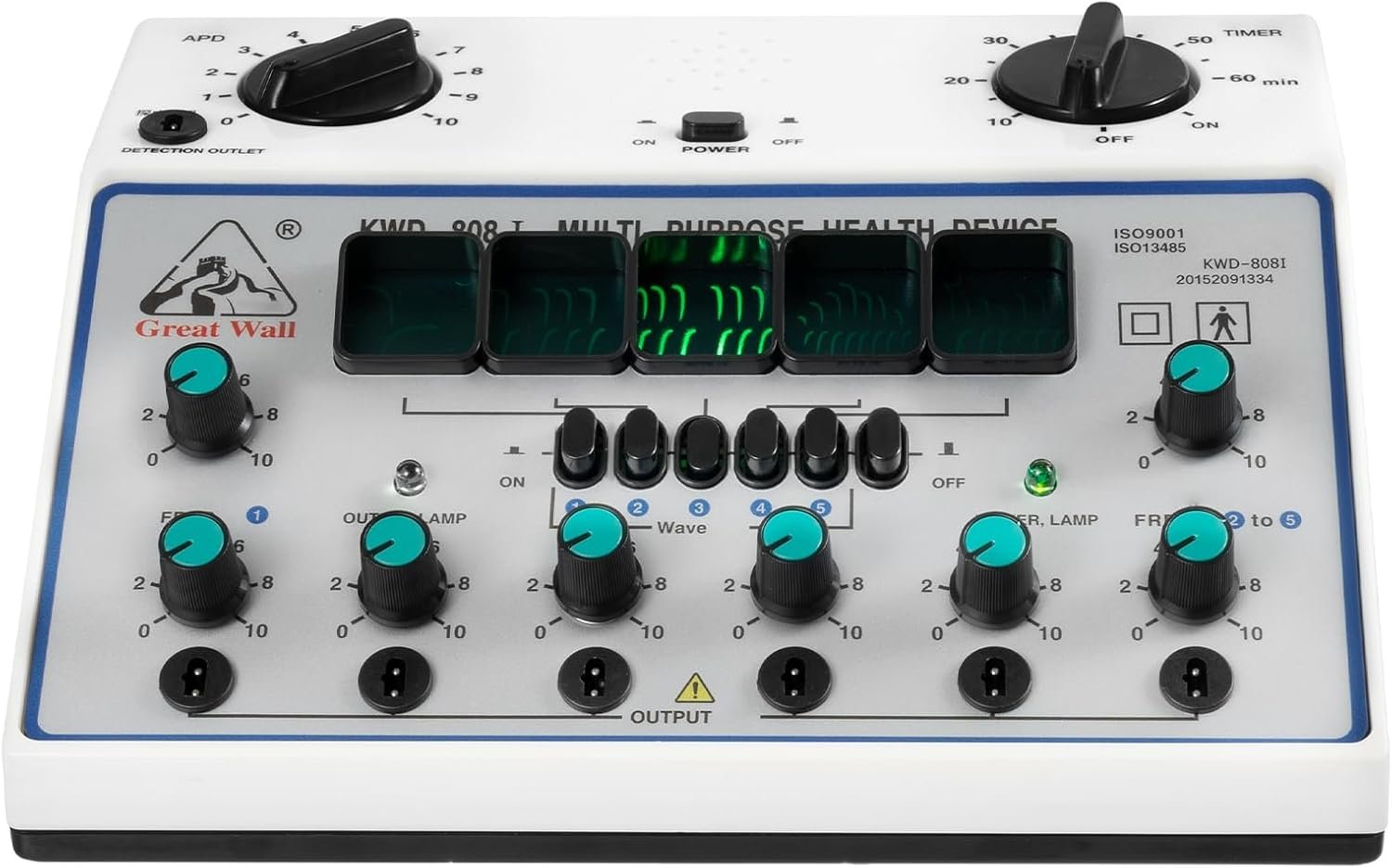 KWD808-I Electric Acupuncture Stimulator Machine, 100-240V 500-1000hpa 6 Output Patch Massager Care Impulse Acupuncture Treatment, Vagus Nerve Stimulator for Home Pain Relief Treatment