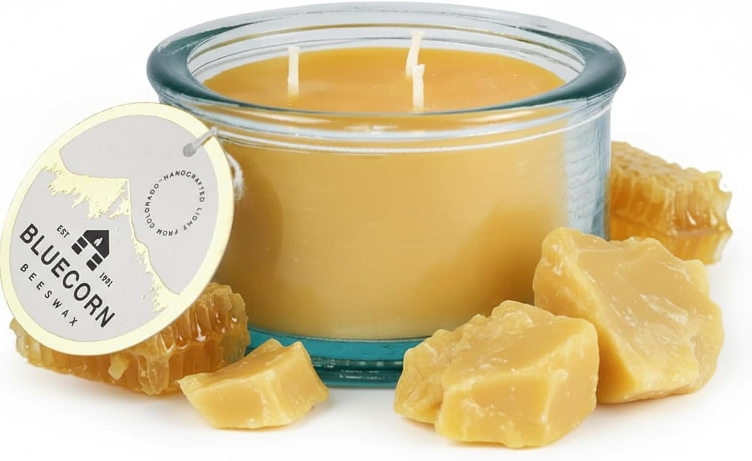 Bluecorn Botanica Beeswax 3-Wick Candle, 10 oz, Unscented