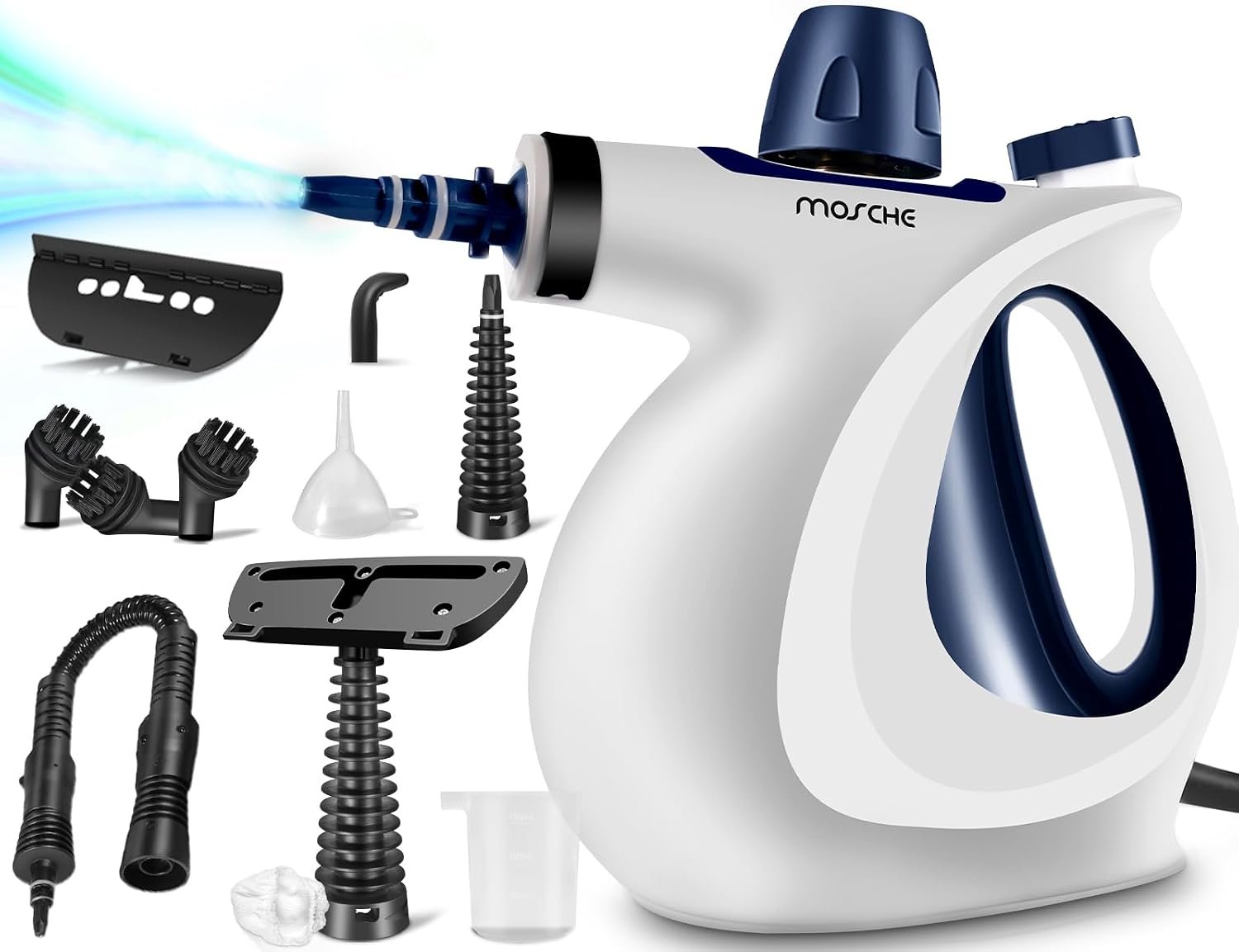 Handheld Portable Steam Cleaner with 11-Piece Accessory Set, Multi-Surface Steamer for Cleaning, All Natural Steam Cleaner for Home, Upholstery, Car Detailing, Walls, Kitchen and More