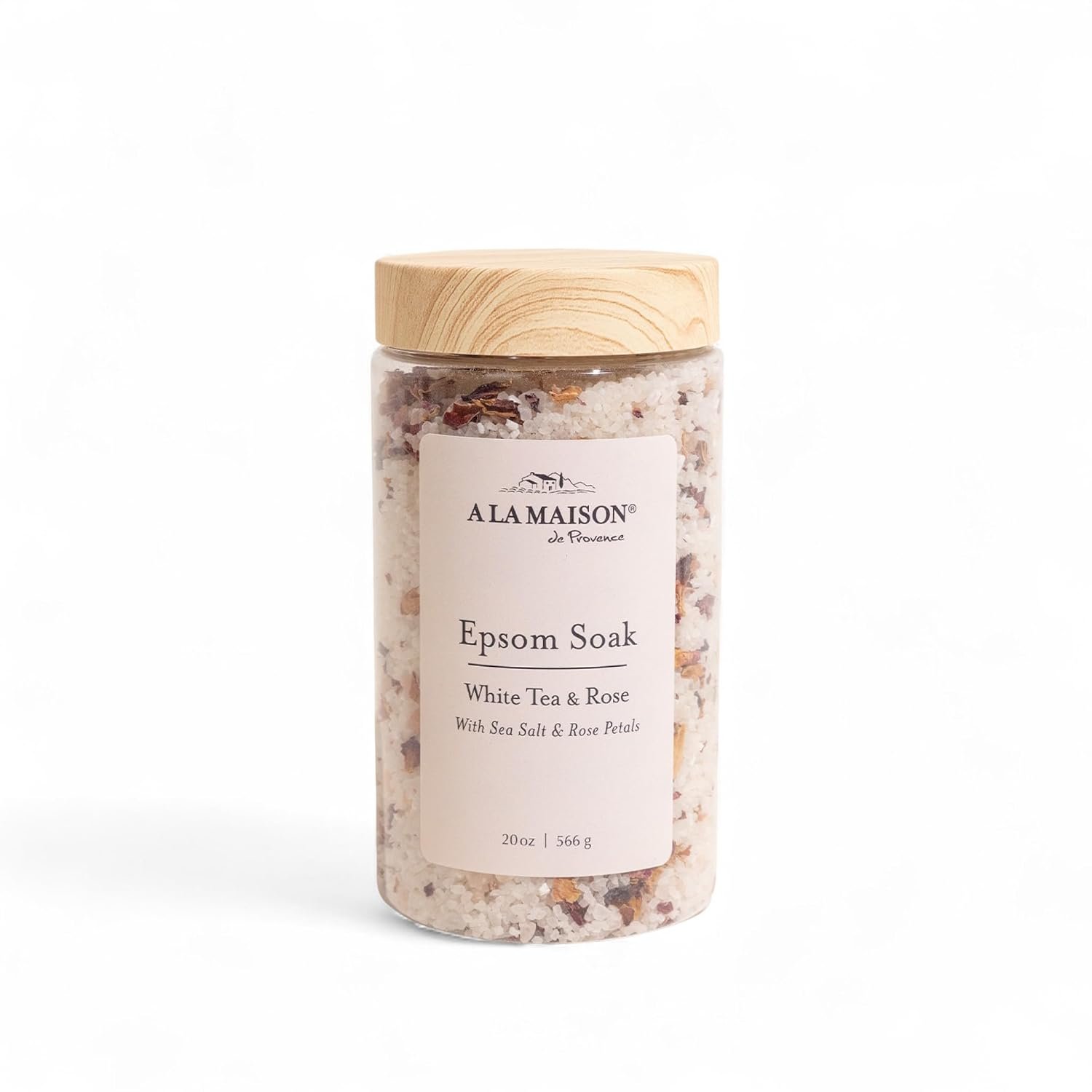A LA MAISON Epsom Salt Bath Soak, White Tea & Rose, Amber Collection