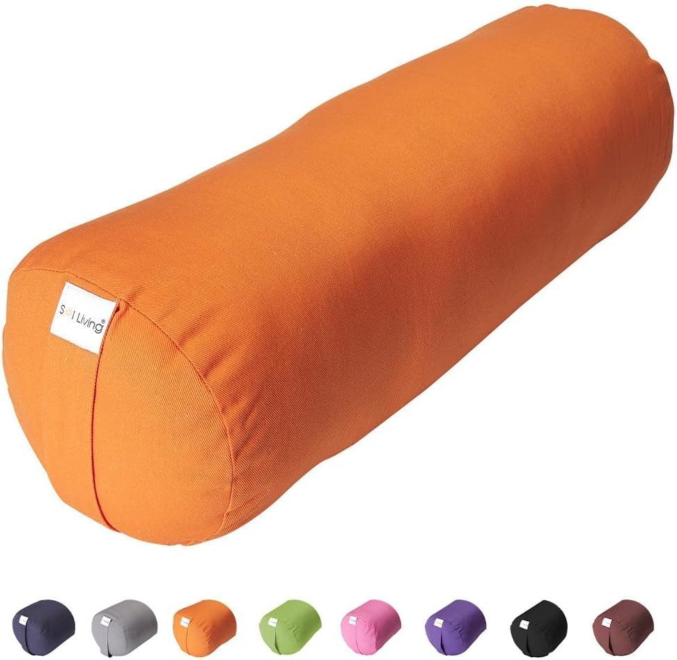 Sol Living Cylindrical Yoga Bolster Meditation Pillow, Extra Firm Cotton