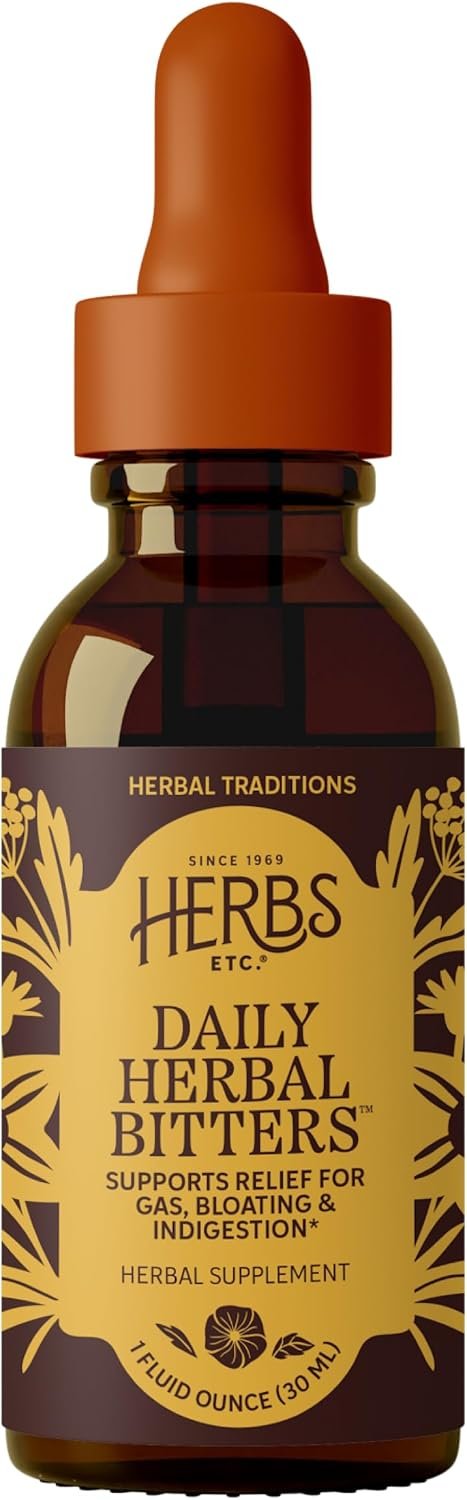 Herbs Etc. Daily Herbal Bitters Classic Liquid Extract, Vegan, 1 fl oz