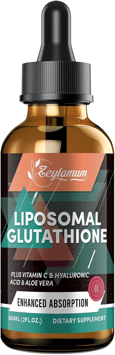 Zeylamum 2000MG Liposomal Glutathione Liquid Drops Enhanced Absorption Glutathione Supplement with Vitamin C Hyaluronic Acid L-Glutathione Non-GMO Antioxidant for Liver Detox Immune System 2.02 OZ