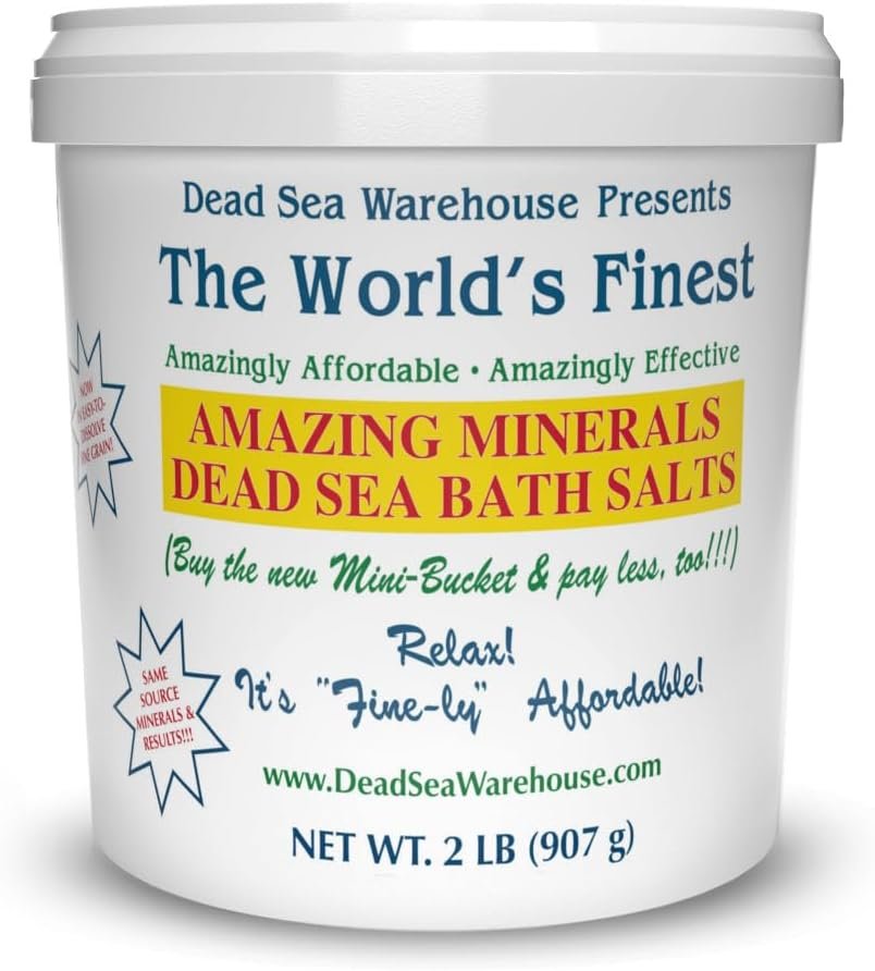 Dead Sea Warehouse – 100% Dead Sea Mineral Bath Salts – Great for Soothing Muscles Aches, Relaxation, Alleviate Skin Issues – Unscented – 2lbs (Pack of 1)