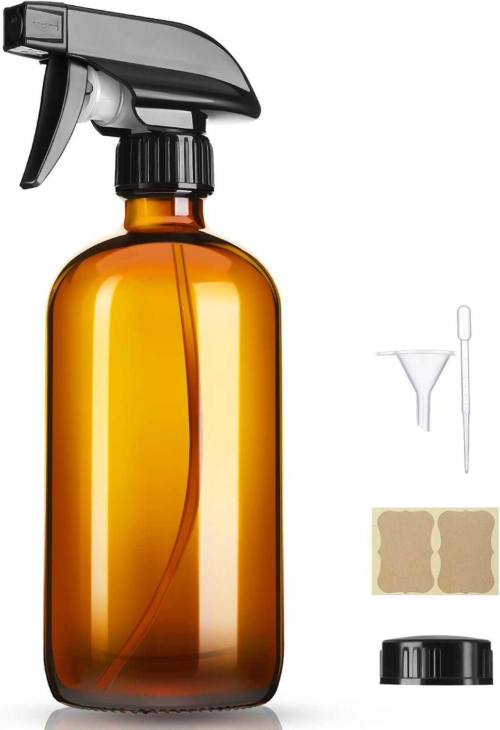 GIVAMEIHF 16oz Amber Glass Spray Bottles,1 Pack Glass Spray Bottles Refillable Empty Bottle with Adjustable Nozzle,Spray Bottle for Essential Oils,Cleaning,Pets,Hair Mister