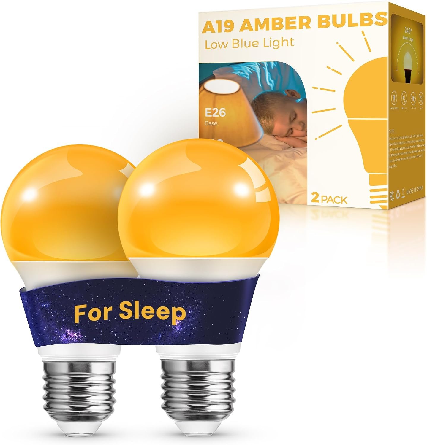 L LOHAS LED Sleep Aid Amber Light Bulbs, Blue Light Blocking