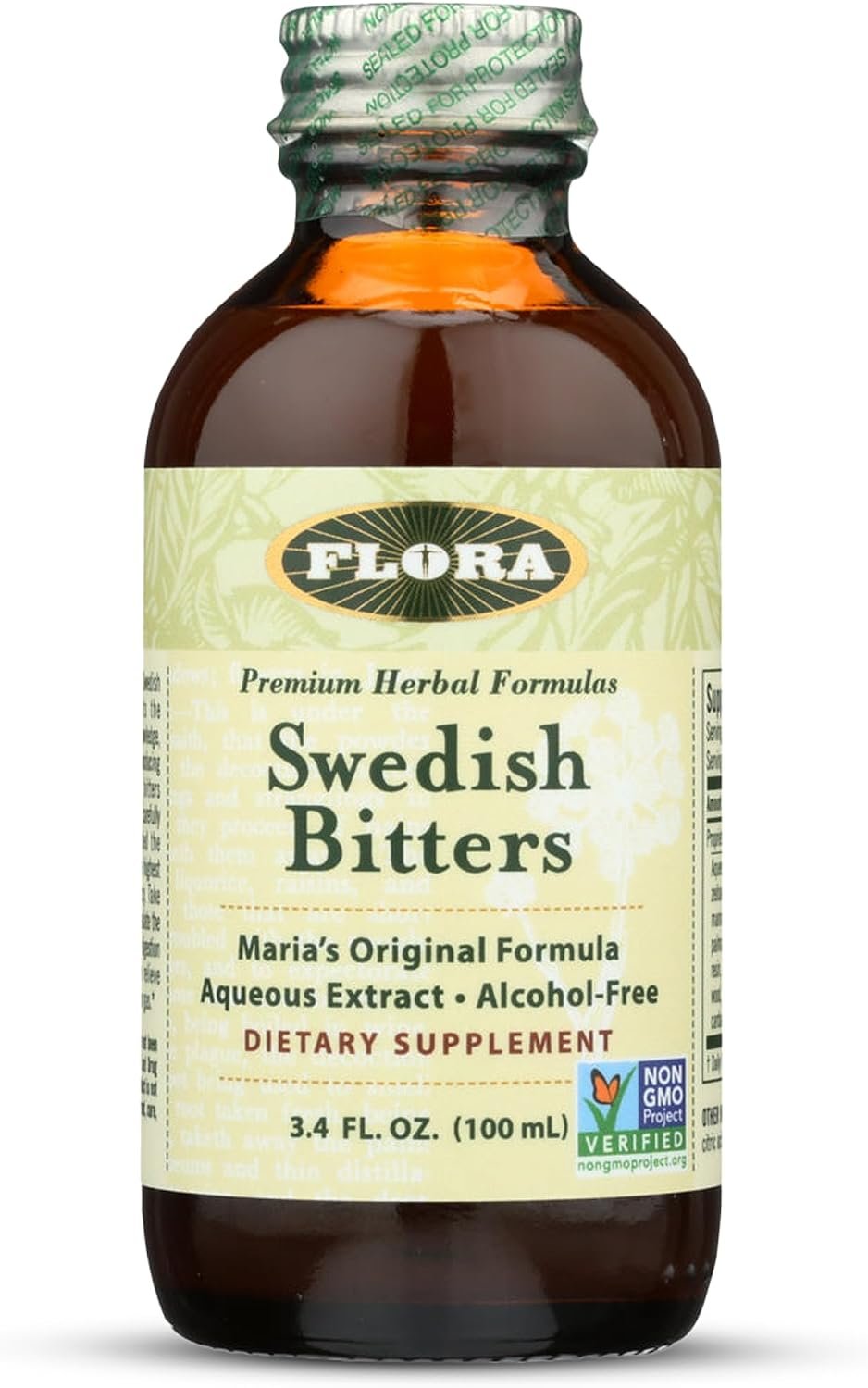 FloraHealth Swedish Bitters, Maria’s Original Formula, 3.4 fl. oz. Glass