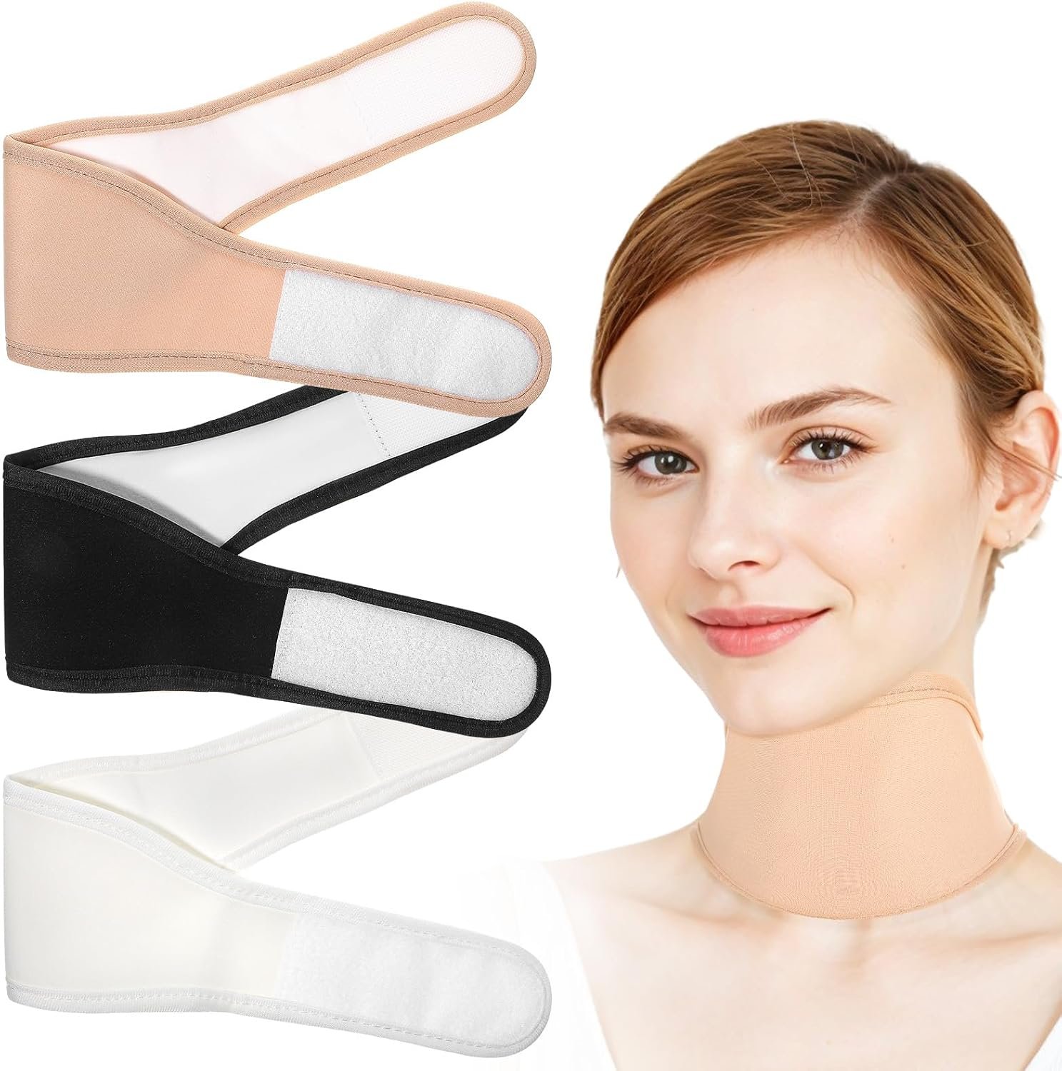 ElevateTech Castor Oil Pack for Thyroid Neck, 3 Pcs Reusable Organic Castor Oil Neck Wrap Compress Packs Comfort Flannel for Women Men Necks Care, Anti Oils Leak, Oils Not Included (White, Khaki,Black