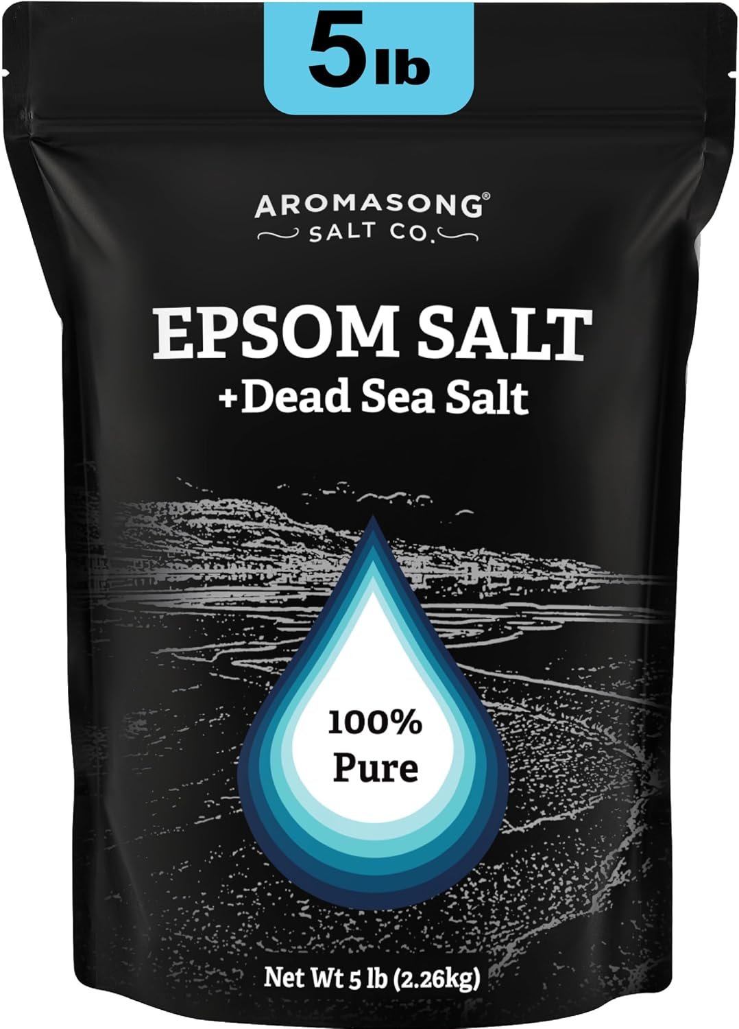 Aromasong Epsom Salt with Dead Sea Salt for Soaking – 100% Natural Unscented Bath Salts | Foot Soak for Tired Feet & Muscle Recovery | Pure Mineral Bath Salts | 5 lb