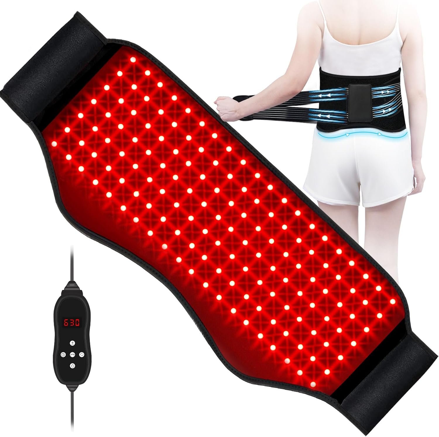 KingPavonini Red Light Therapy Belt for Pain Relief, 140 LEDs 420 Chips