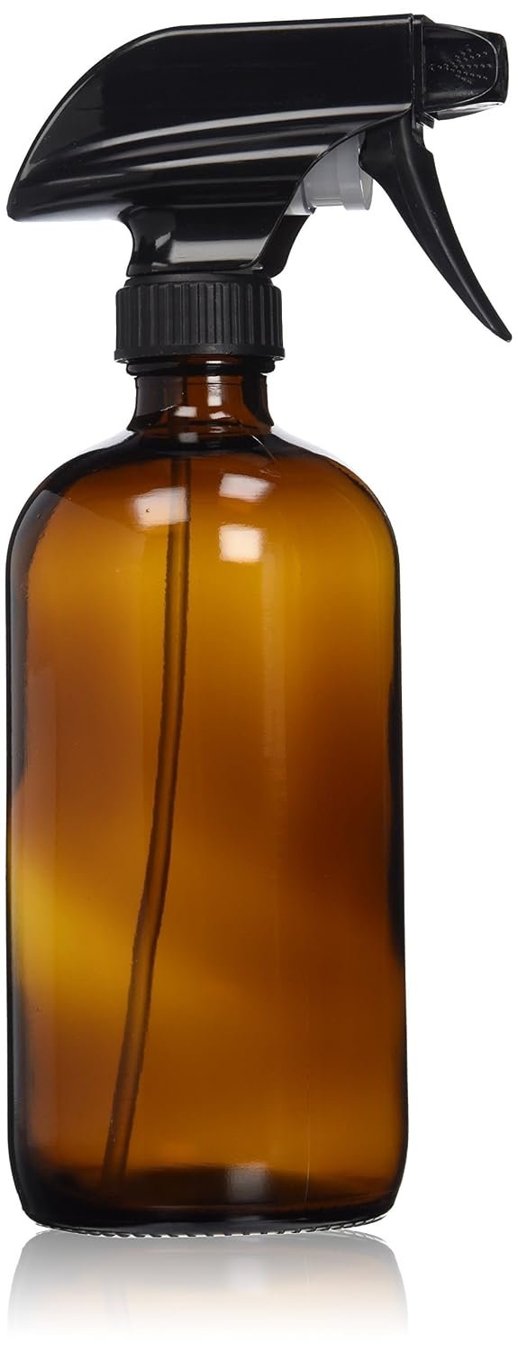 Sally’s Organics 16oz Amber Glass Spray Bottle for Thieves Cleaner, Essential Oils, Cleaning Solutions & Plants – Refillable, Chemical-Resistant, with Adjustable Mist & Stream Sprayer