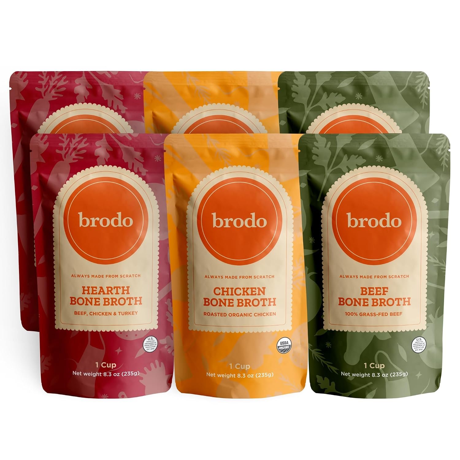 Brodo Classic Variety Pack with Collagen & Protein, Bone Broth (6 X 8.3 oz)