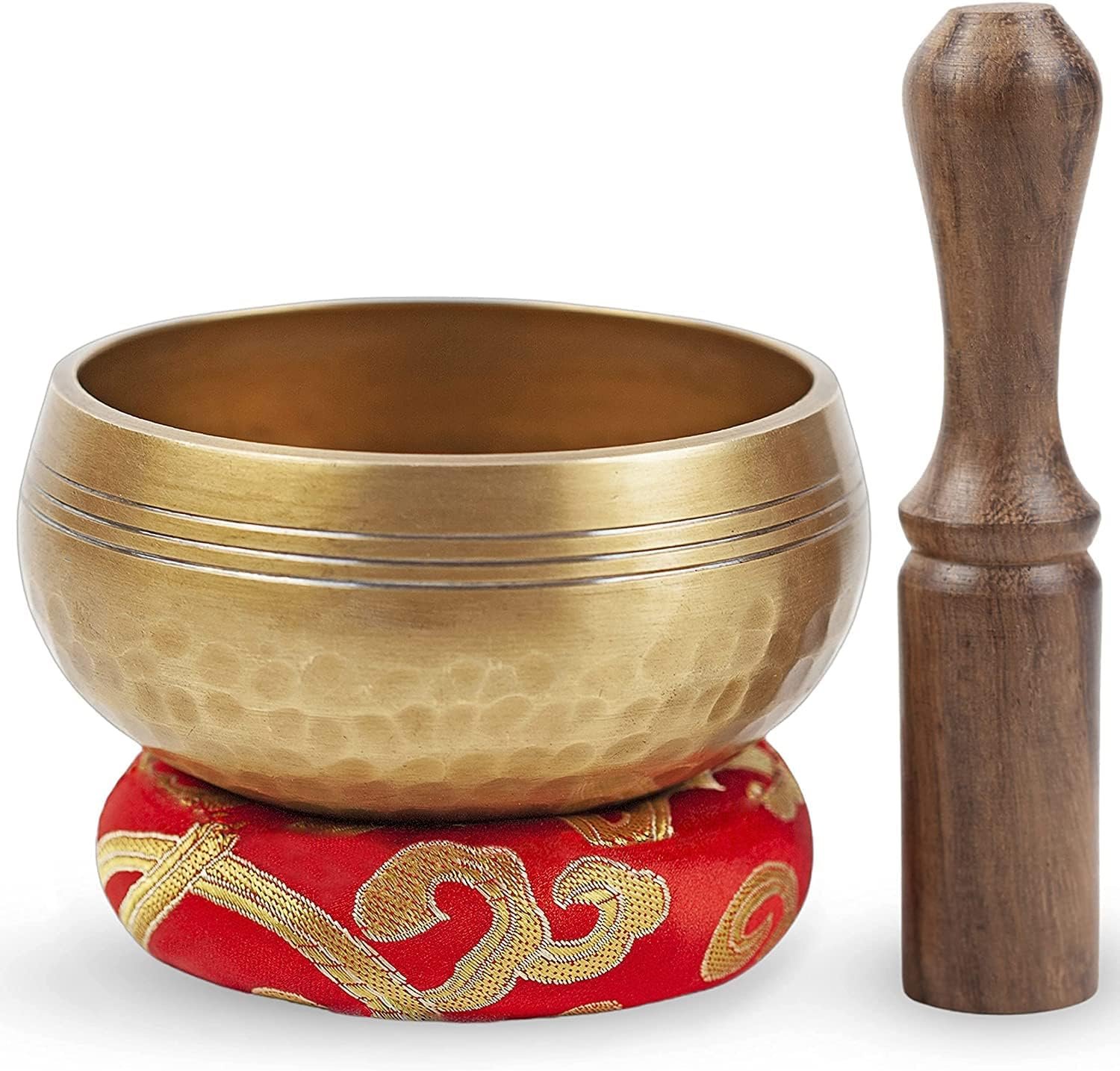 Premium Tibetan Singing Bowl Set – Authentic Handcrafted Mindfulness Meditation Holistic Sound 7 Chakra Healing Gift by Himalayan Bazaar (3 Inch, Gold)