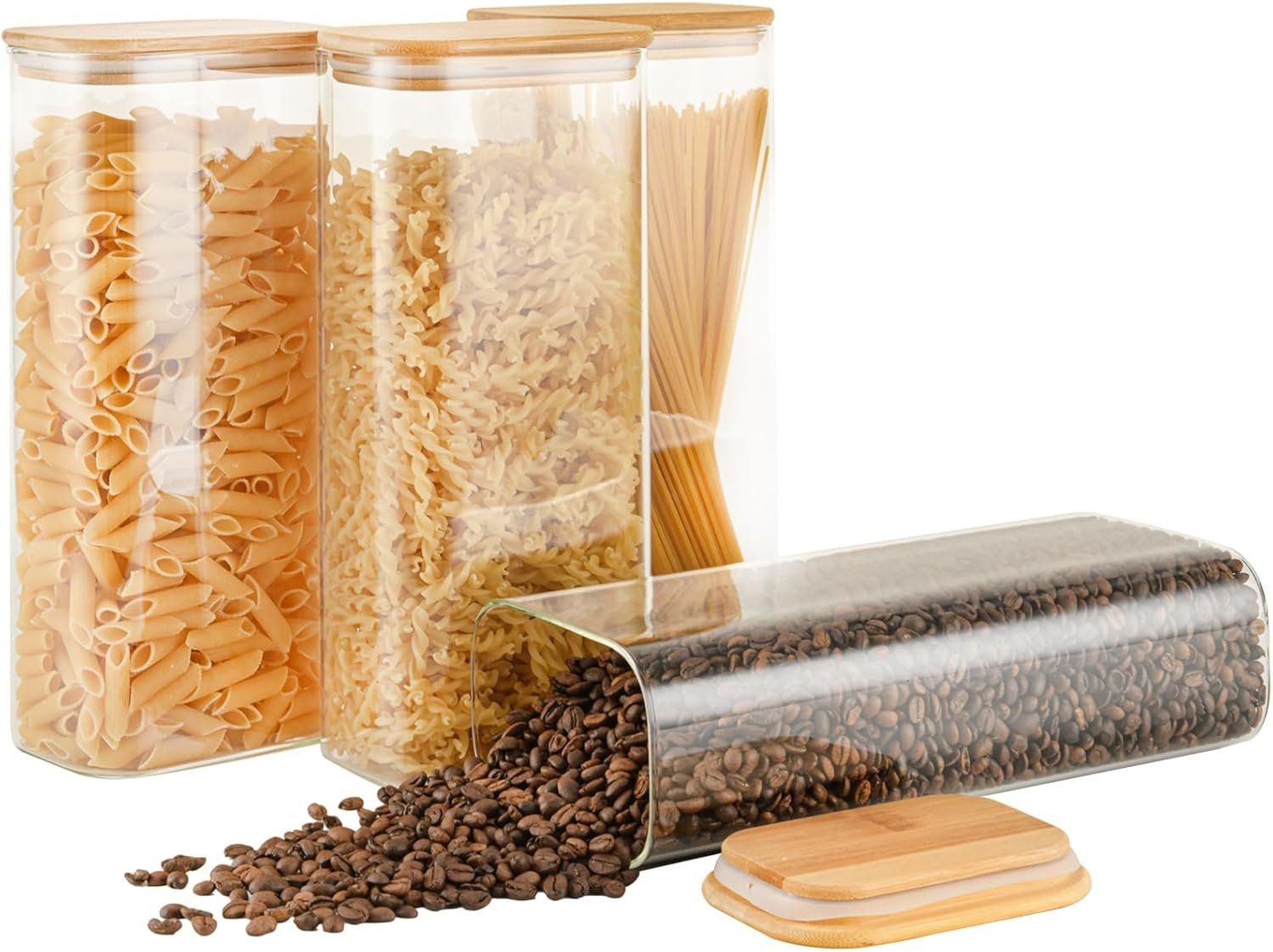 D2scrma 71oz/2.2Qt Rectangle Glass Storage Containers with Lids 4-Pack