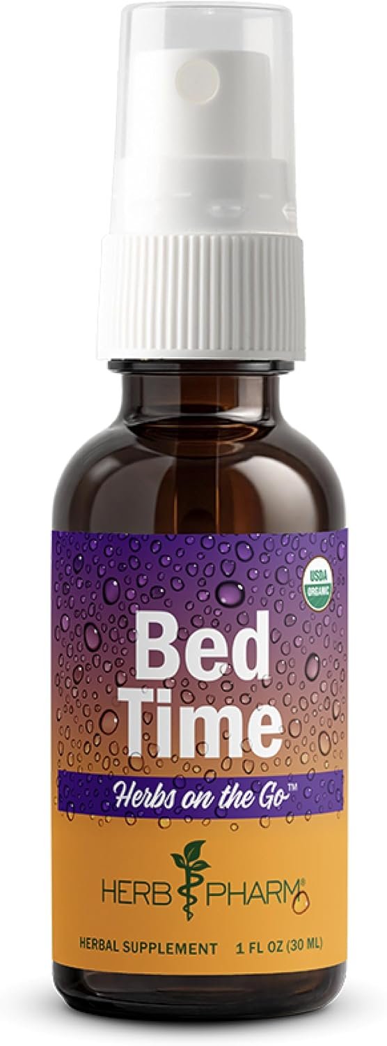 Herb Pharm Herbs on the Go: Bed Time Spray: Organic, Sugar-Free Bedtime Relaxation Supplement, Featuring California Poppy Tincture with Other Herbs for Restful Sleep, Up to ~3 Week Supply, 1 oz