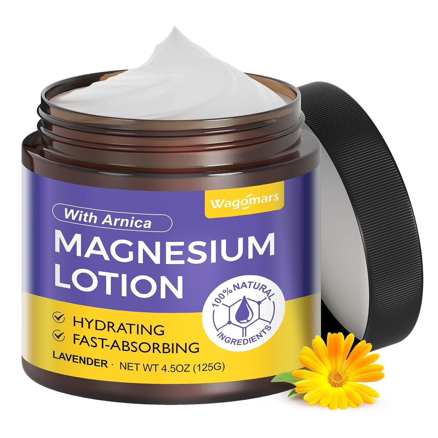Natural Magnesium Lotion – Magnesium Cream with Arnica, Shea Butter & Coconut Oil – Moisturizing Body Cream – Fast Absorbing, Deep Hydration – Suitable for All Skin Types