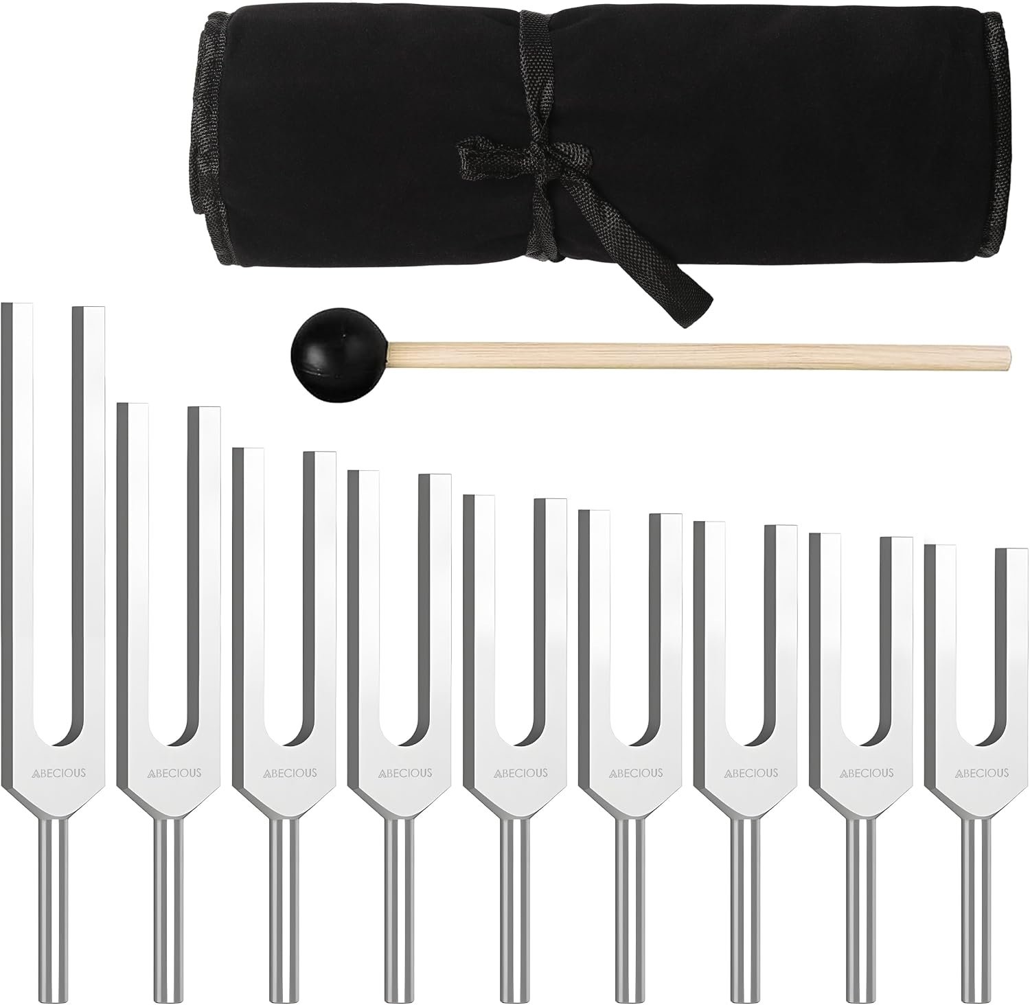 Solfeggio Tuning Forks for Healing Set of 11 Pcs with Mallet, Perfect for DNA Repair, Chakra Balancing, Sound Therapy(174Hz, 285 Hz, 396 Hz, 417 Hz, 528 Hz, 639 Hz, 741 Hz, 852 Hz, 963 Hz)