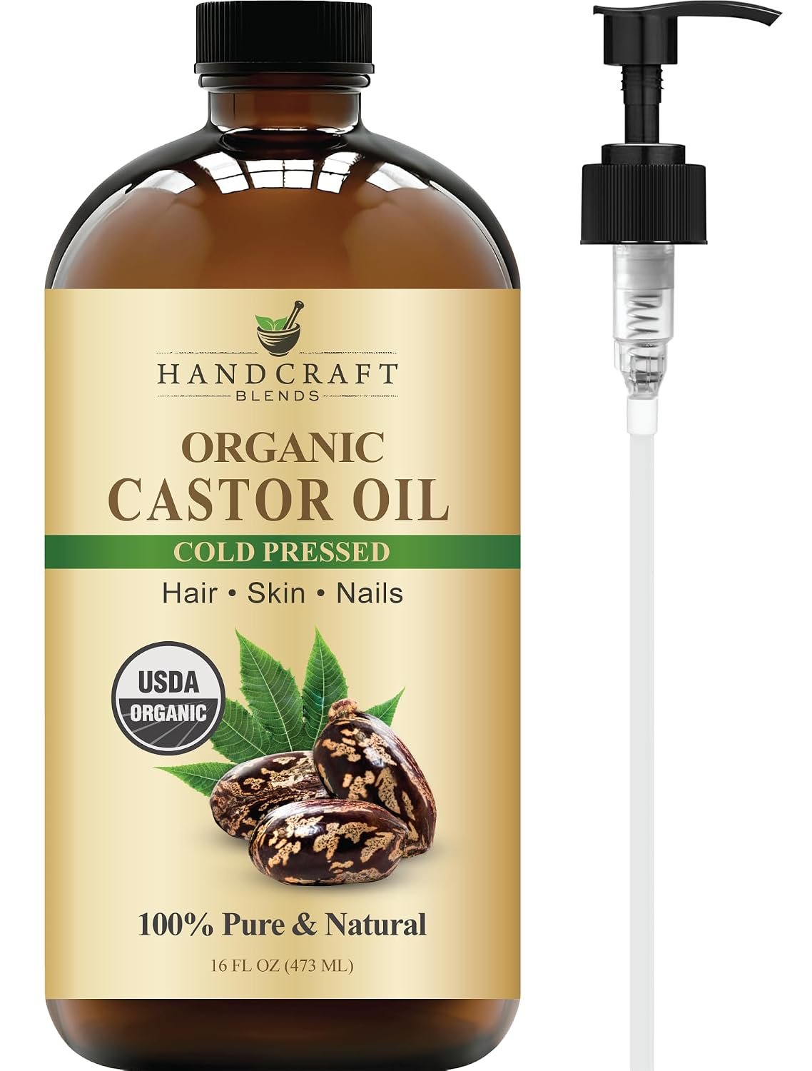 Handcraft Blends Organic Cold-Pressed Castor Oil – 16 Fl Oz
