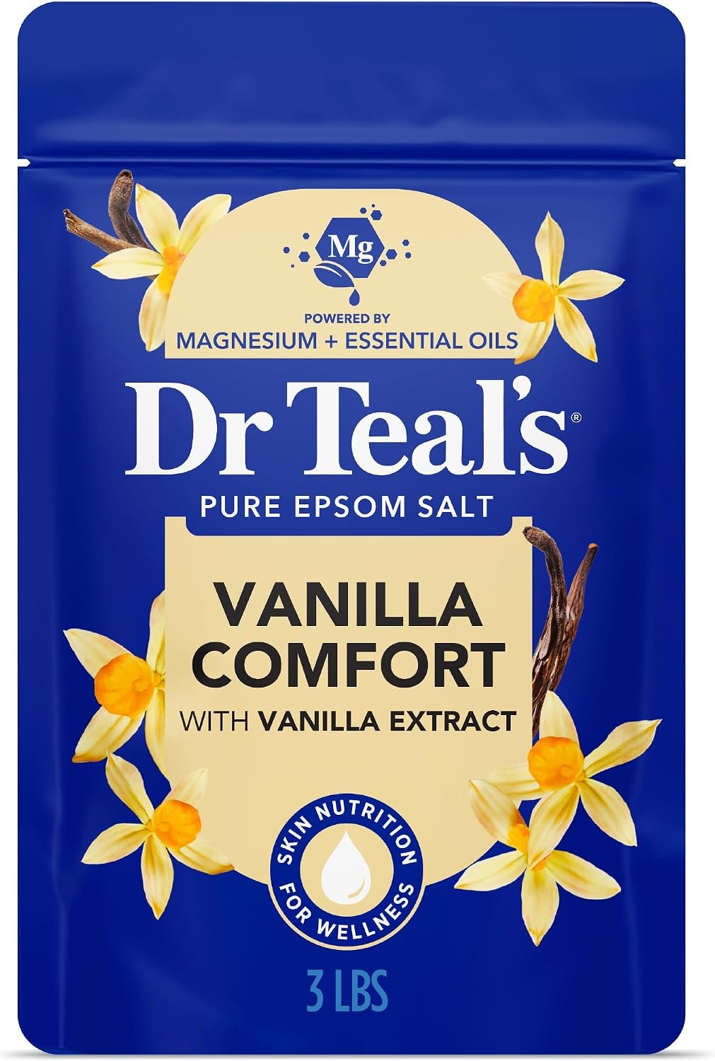Dr Teal’s Epsom Salt Magnesium Soak, Vanilla Comfort, 3 lbs