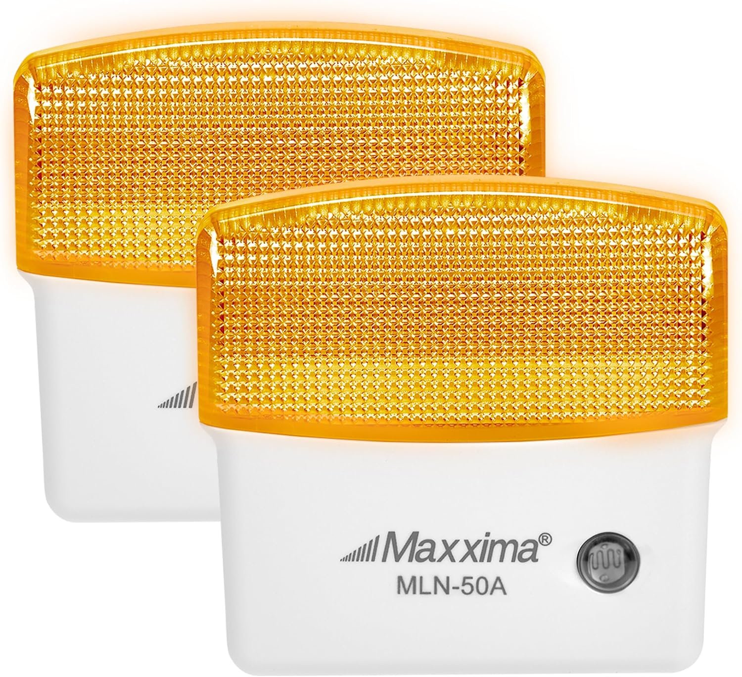 Maxxima LED Night Light with Dusk to Dawn Sensor – Featuring 25 Lumens, Plug In, Ideal for Bedrooms, Bathrooms, Basements, Hallways, and Senior Living, Amber Light – 2 Pack