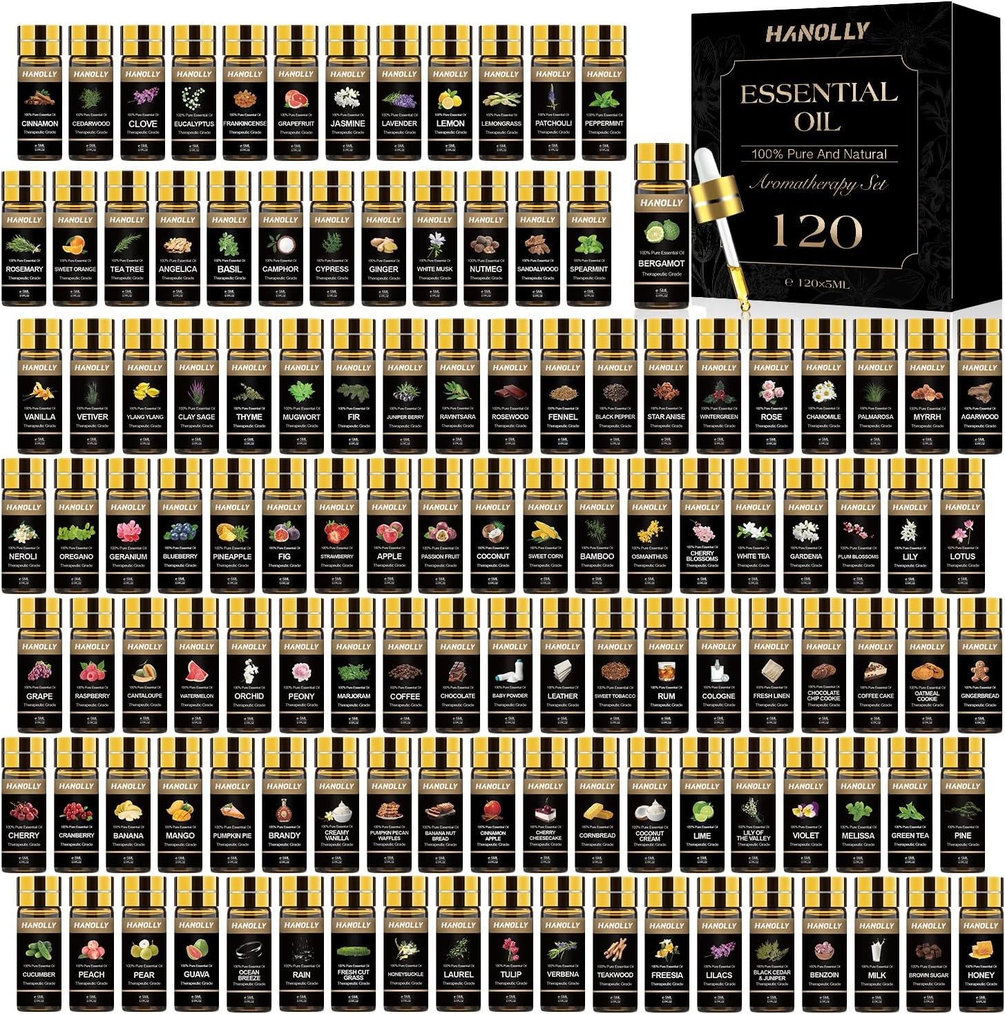 Essential Oils Set -120 Pcs Essential Aromatherapy Oil Kit for Diffuser
