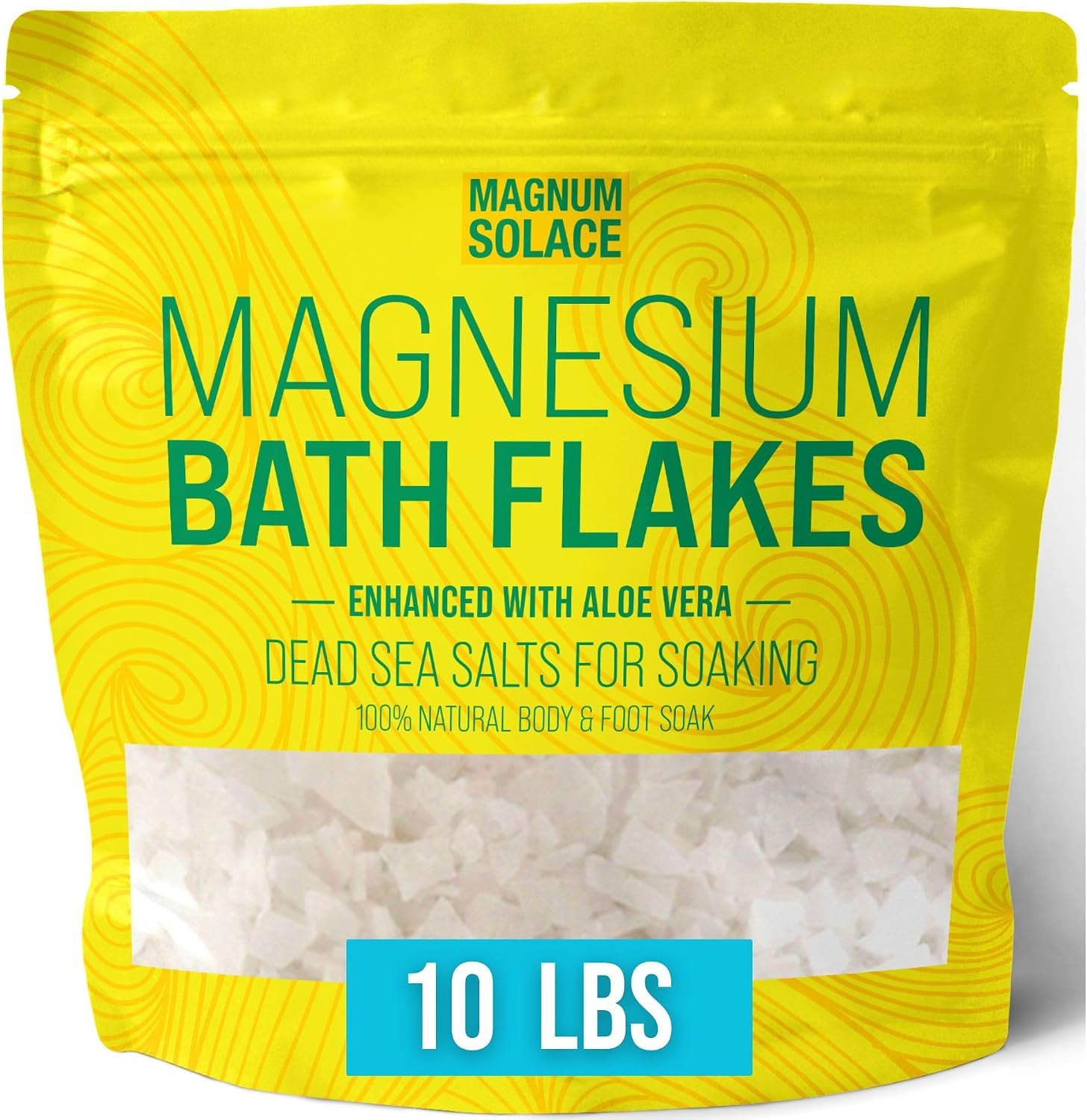 Magnesium Bath Flakes – Dead Sea Salt – Dead Sea Salts for Soaking – Magnesium Flakes for Bath – Enhanced with Aloe Vera (10 Pound)
