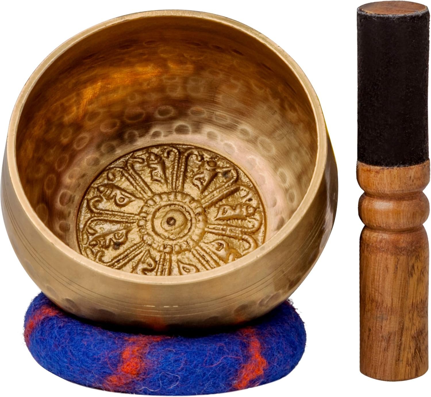 Tibetan Singing Bowl Set by The Ohm Store with ‘Medicine Buddha’ Engraving — Meditation Sound Bowl and Wooden Striker Handcrafted in Nepal — Spiritual Gift for Women and Men