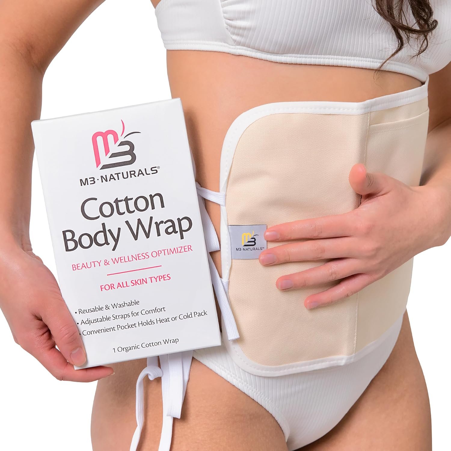 Organic Cotton Castor Oil Wrap – Reusable, Adjustable, Detox Pack by M3