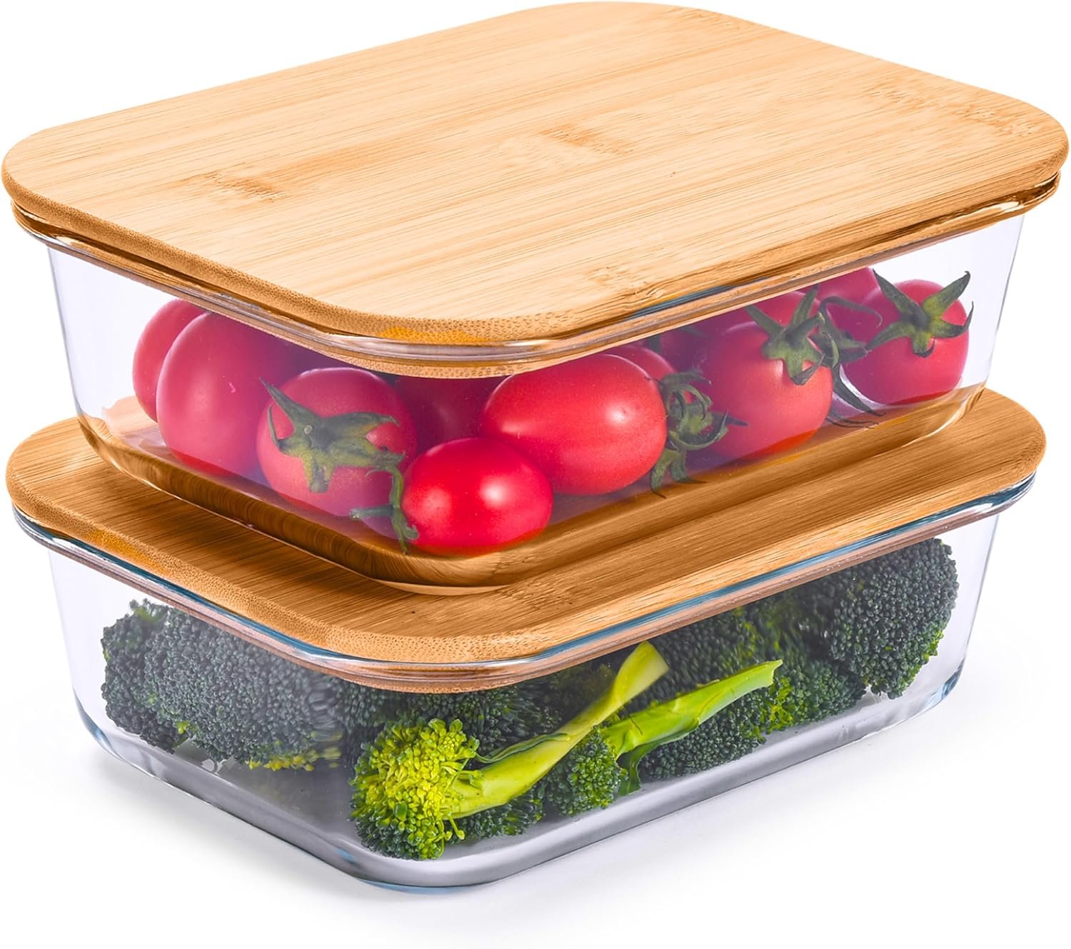 Prosumer’s Choice Glass Food Storage Containers with Bamboo Lids (Pack of 2) – Stackable Meal Prep Container – Airtight Glass Food Containers with Lids – Reusable Lunch Pack – 36 Oz