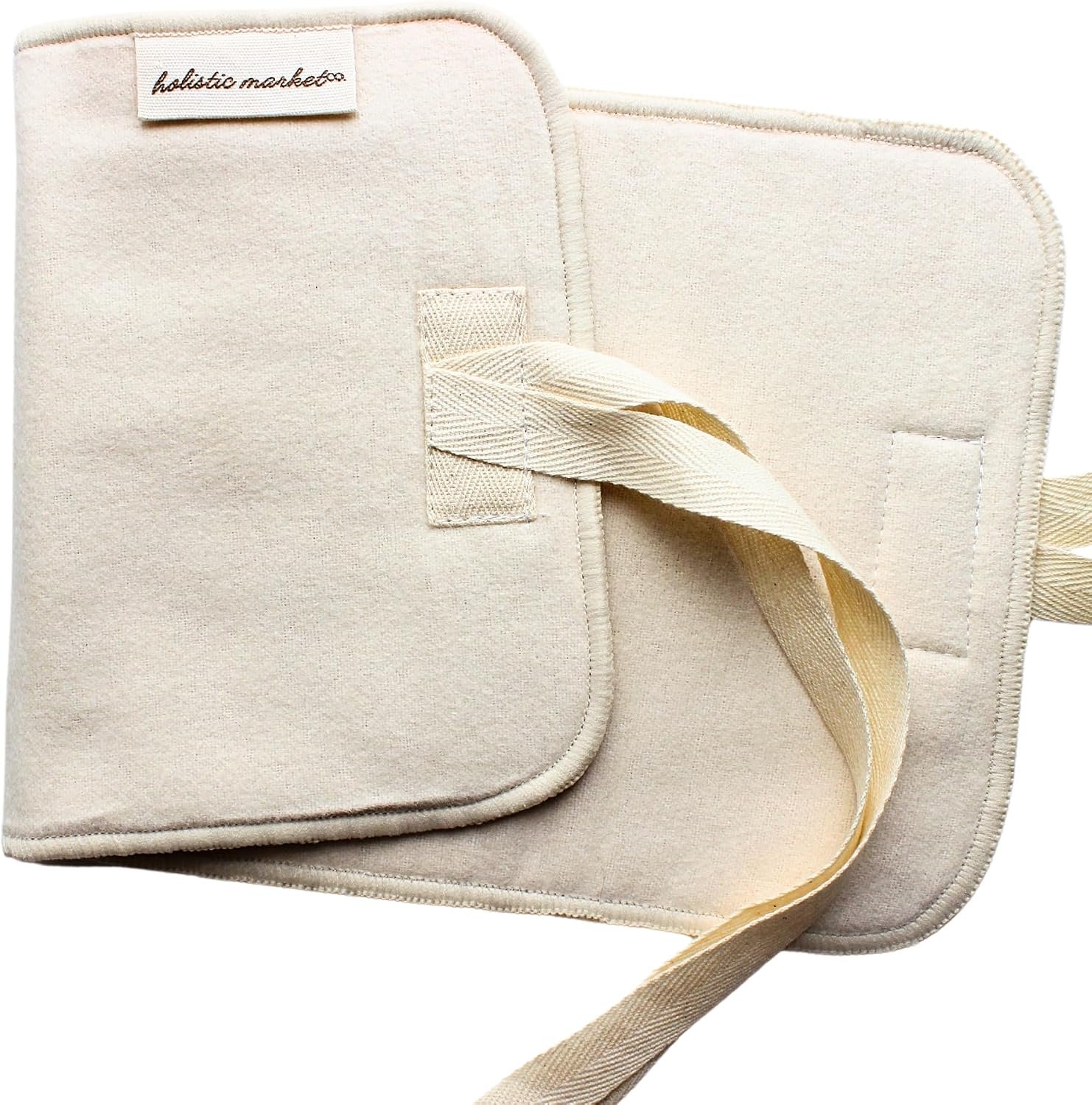 Compress Pad for Castor Oil Pack Unbleached Organic Cotton Flannel 100% Natural Material 32x16cm with Cotton Ties
