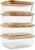 Glass Food Storage Containers with Bamboo Lids (4-Pack, 36oz) Airtight, Leakproof, BPA-Free Borosilicate Glass Meal Prep Containers – Eco-Friendly, Oven/Microwave/Freezer Safe-Plastic-Free & Reusable