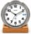 Sharp Silent Sweep Non-Ticking Analog Alarm Desk Metal Clock, Wood Stand