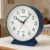 Lamisola 4.5 Inch Small Silent Analog Alarm Clock, Retro Battery Operated Desk Clock with Night Light Stays On 4 Seconds Vintage Metal Table Clock for Bedside, Bedroom, Office, Bathroom – Navy Blue