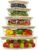 Urban Green Glass Containers with Bamboo Lids, Meal Prep Glass Food storage Container Set, 5 Pack, Pantry & Kitchen Organizer, Microwave, Oven, Freezer Safe