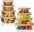 Suclain 8 Pcs Glass Food Storage Containers with Bamboo Lids, Combo, Multi
