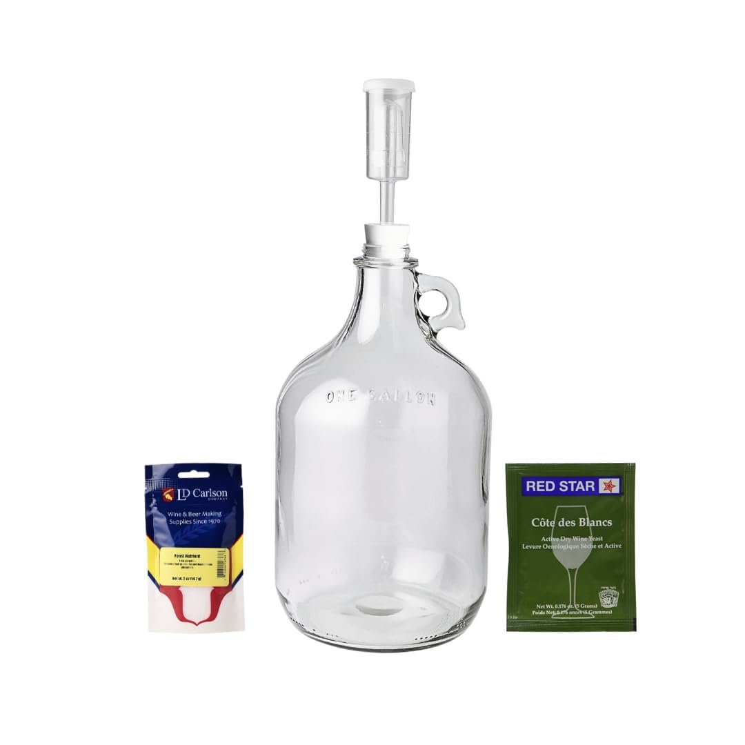 FastRack – Shepherd Made Mead Making Kit – 1 Gallon Jug Fermentation Set with Clear Glass Fermentation Jar, 3pc Airlocks, Rubber Stopper, Yeast Nutrient & Mead Yeast for Home Brewing