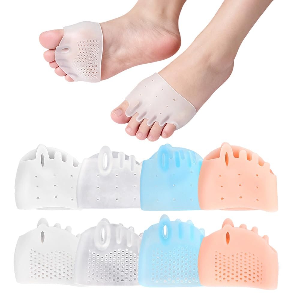 Silicone Toe Separator, 2026 New 4 Pairs Silicone Toe Separators for Women Men, Toe Spacers for Bunion Relief Toe Alignment Soft Breathable Foot Support Cushion Metatarsal Pads