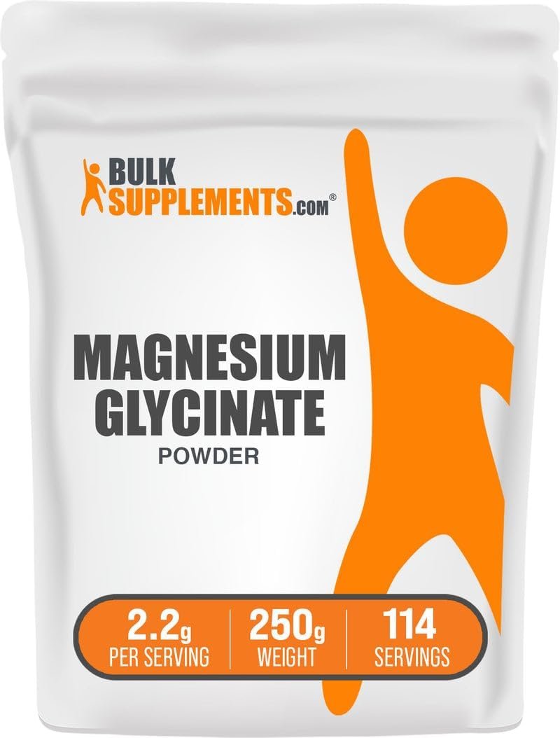 BulkSupplements.com Magnesium Glycinate Powder – Magnesium Glycinate 300mg, Highly Absorbable – Gluten Free, 2.2g per Serving, 250g (8.8 oz) (Pack of 1)