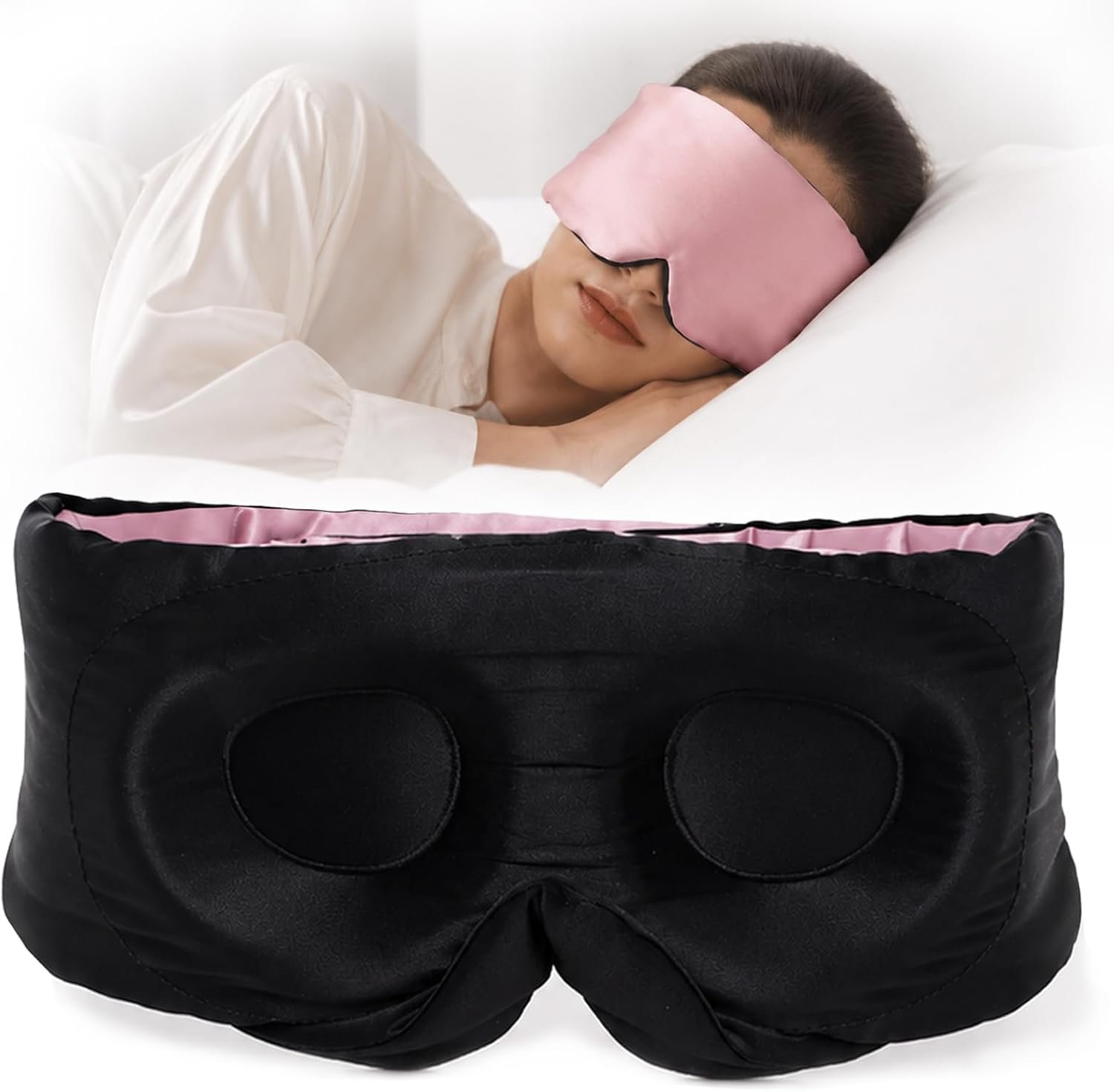 SilkSilky 22 Momme Mulberry Silk Sleep Mask for Side Sleepers, Pale Mauve