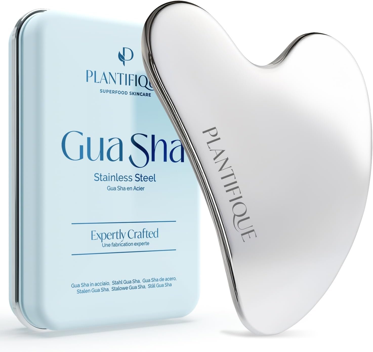 PLANTIFIQUE Stainless Steel Gua Sha Facial Tool – Face Massager, Anti Aging